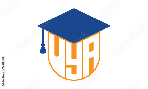 UYA initial letter academic logo design vector template. school college logo, university logo, graduation cap logo, institute logo, educational logo, library logo, teaching logo, book shop, varsity	
 photo