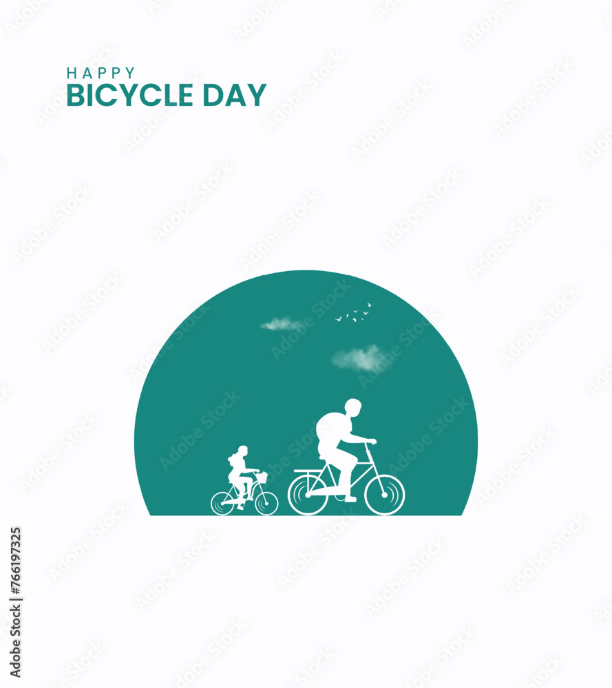 World Bicycle Day, Bicycle day creative design for social media banner, poster 3D Illustration World Bicycle Day, Bicycle day creative design for social media banner, poster 3D Illustration