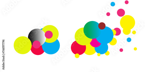 CMYK vs RGB color model icon. Types of color mixing multicolour colors illustration symbol.