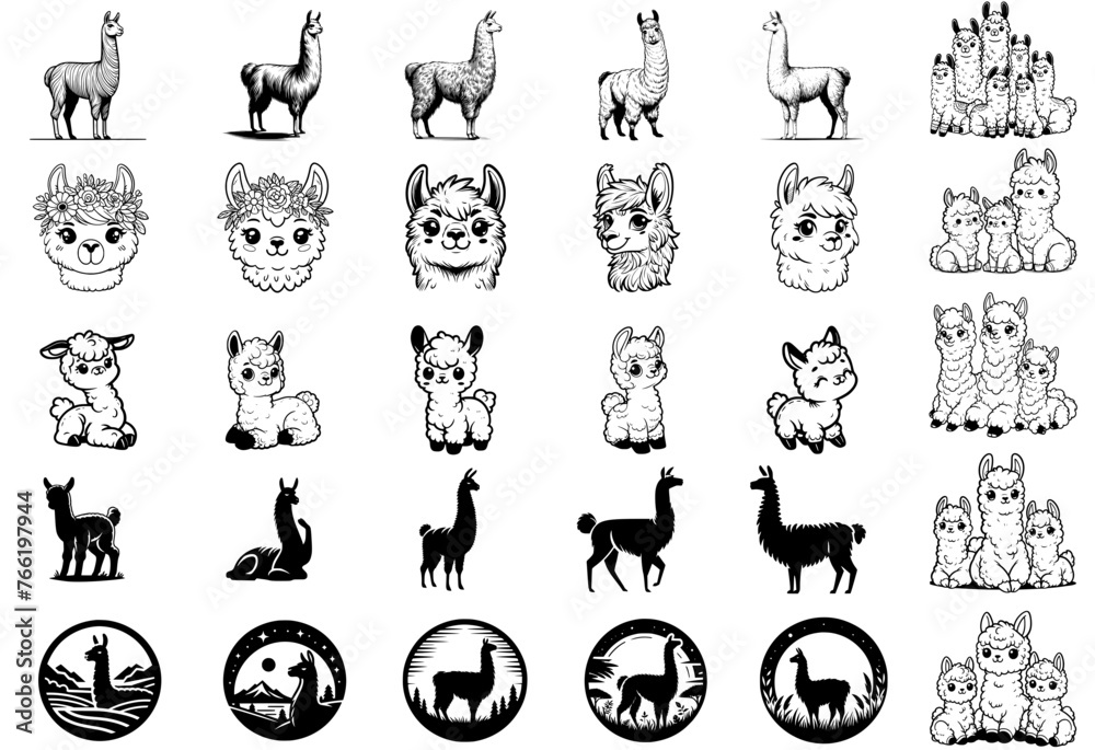 Llama alpaca vector , baby Llama, Llama Family, Llama Svg, Llama ...