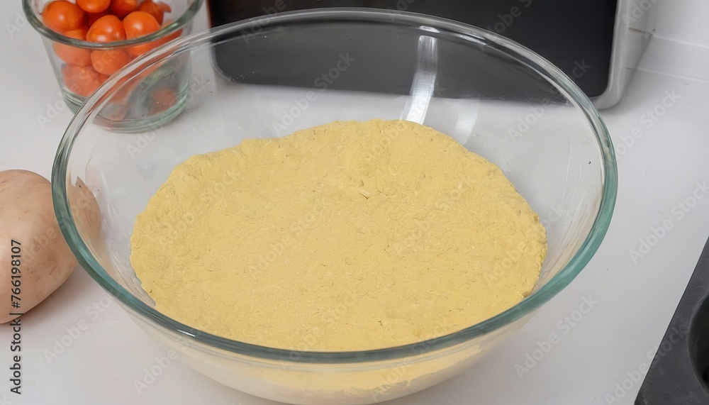 ready batter in a glass bowl for frying vegetables in oil