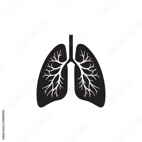 Human Lungs Silhouette Vector: Depicting the Vitality and Functionality of Respiratory Organs in Simplified Form- Human lungs vector stock.