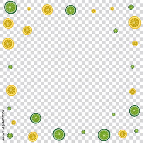 Green Citrus Background Transparent Vector. Half Decoration. Greenish Lime Colorful. Print Lemon Bright Illustration.