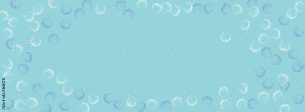 White Shell Background Blue Vector. Snail Isolated Texture. Cute Graphic. Navy Starfish Creature Set.