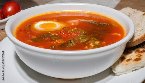 traditional spicy tomato vegetable and egg soup stew in madeira portugal