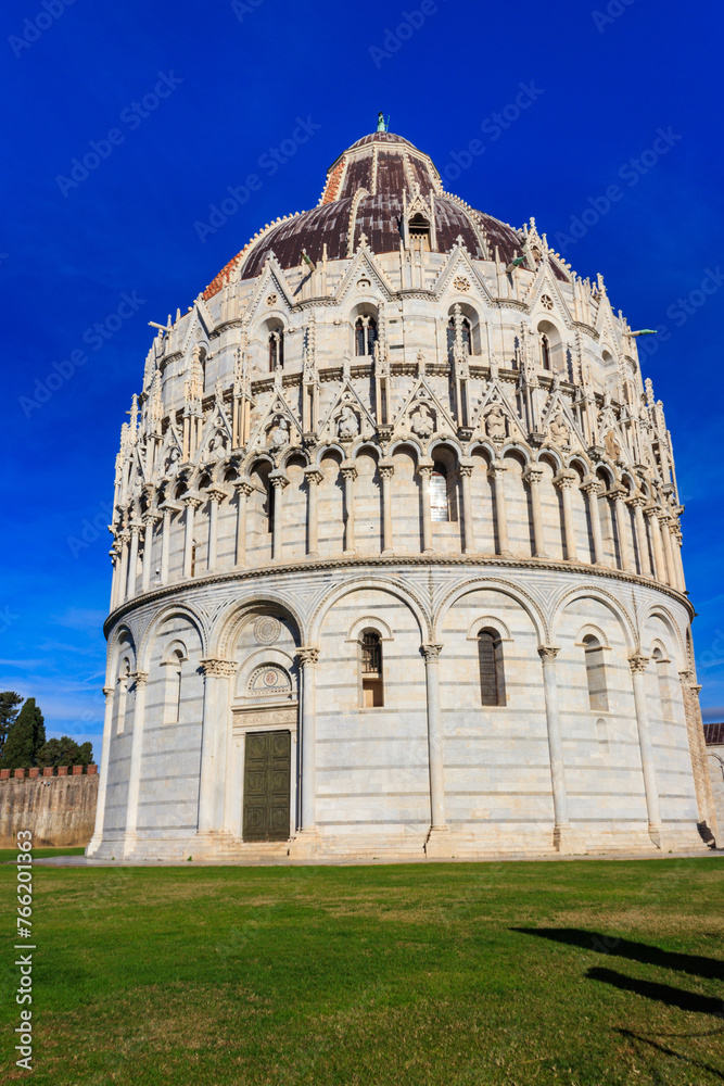 The Pisa Baptistery of St. John on Piazza dei Miracoli in Pisa, Tuscany, Italy