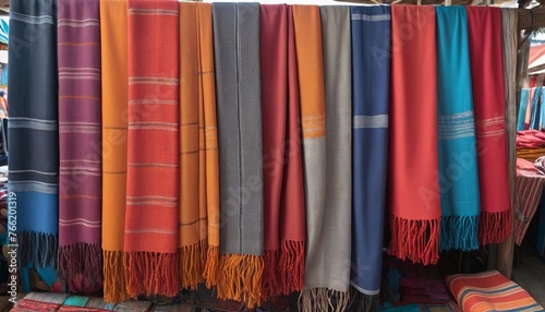 traditional woven tais fabric scarves in dili souvenir market east timor leste photo