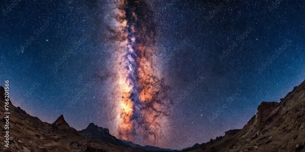 Milky Way over a mountain range. Milky Way over a mountain range.