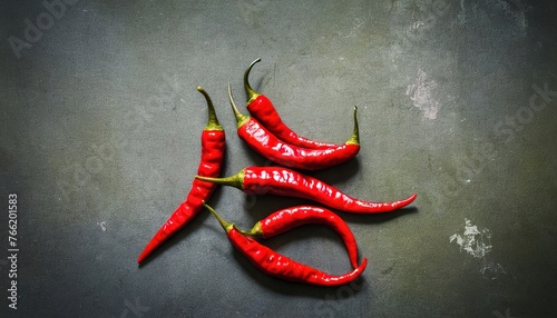 View of cayenne chili peppers on grunge background