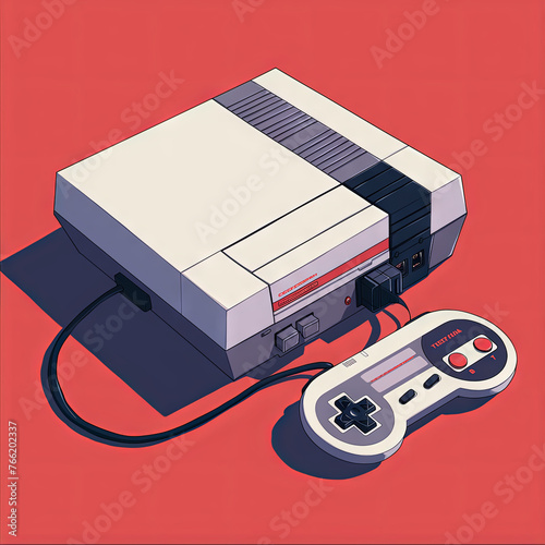 Retro gaming consule, digital art illustration
