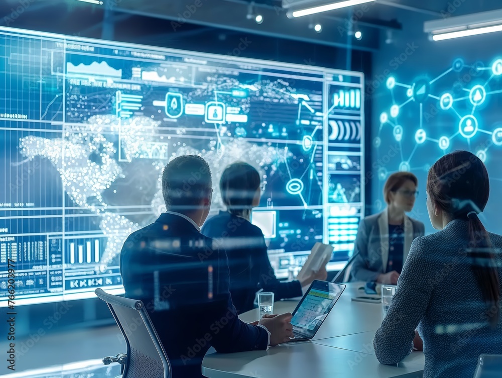A group of coworkers attending a cybersecurity workshop in a conference room A group of coworkers attending a cybersecurity workshop in a conference room