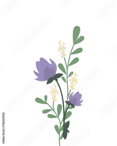 Fototapeta Naklejka Na Ścianę i Meble -  flowers isolated on white, purple colour flower