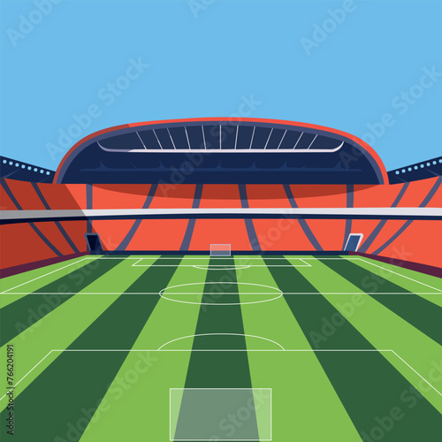 soccer stadium indoor flat vector illustration