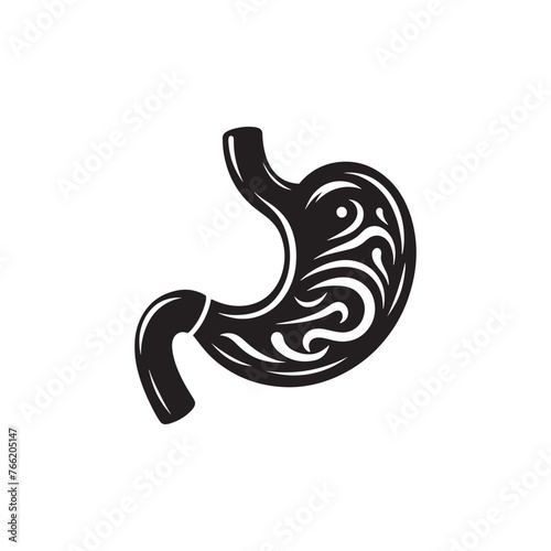 Human Stomach Silhouette Vector: Depicting the Digestive Organ's Form and Function in Simplified Form- Stomach vector stock.