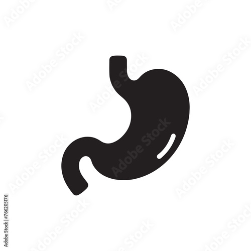 Human Stomach Silhouette Vector: Depicting the Digestive Organ's Form and Function in Simplified Form- Stomach vector stock.