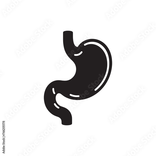 Human Stomach Silhouette Vector: Depicting the Digestive Organ's Form and Function in Simplified Form- Stomach vector stock.
