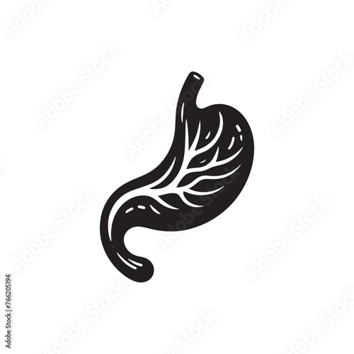 Human Stomach Silhouette Vector: Depicting the Digestive Organ's Form and Function in Simplified Form- Stomach vector stock.