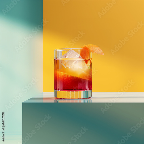 Classic Negroni cocktail, c...