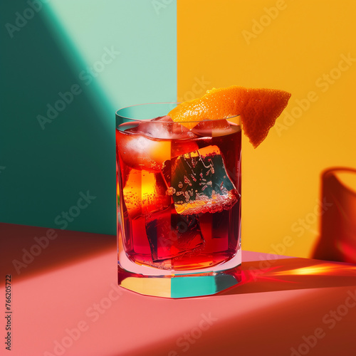 Classic Negroni cocktail, c...