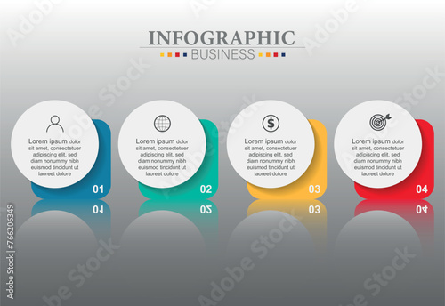 Vector infographic template with 4 option steps, icons and elements. Business concept with 4 options. photo
