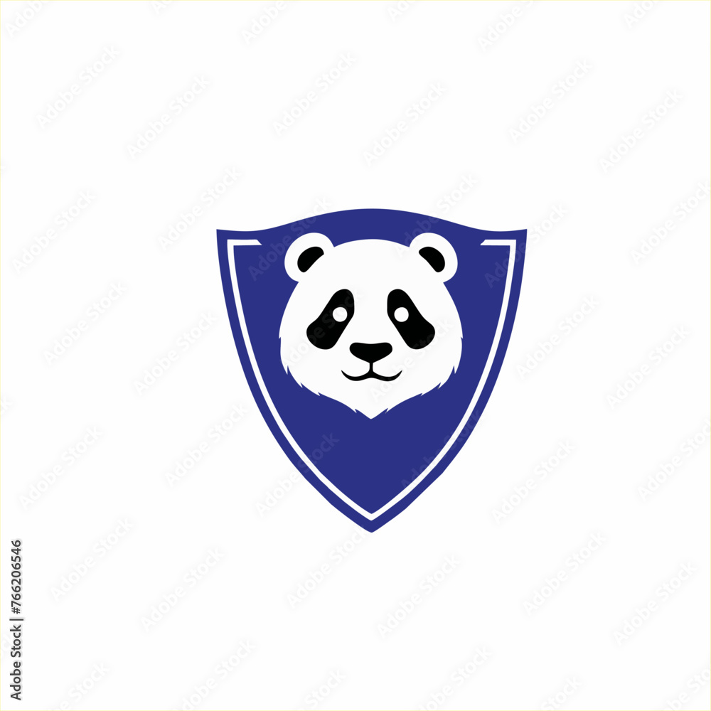 Abstract panda animal head logo, cute panda animal shield illustration design. Abstract panda animal head logo, cute panda animal shield illustration design.