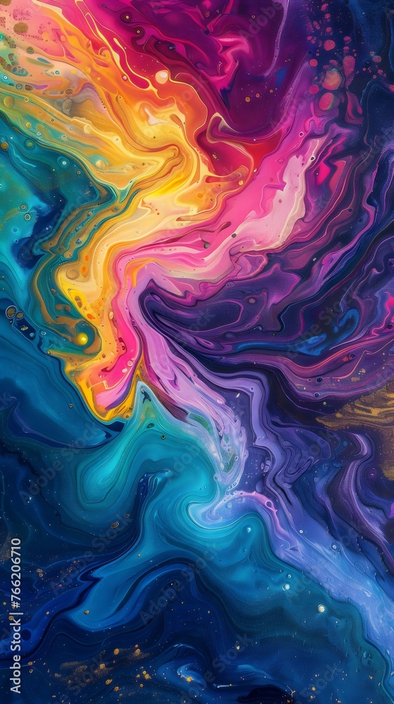 Vibrant Fluid Art Paint Swirls in Vivid Colors