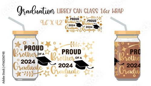 Printable Full wrap for libby class can. A pattern with Graduate symbols