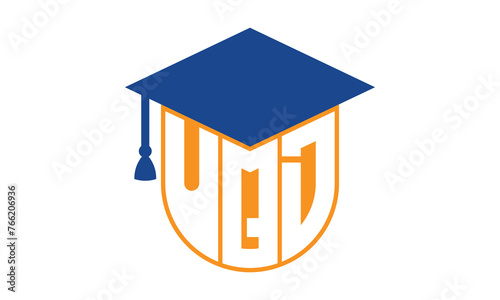 UQD initial letter academic logo design vector template. school college logo, university logo, graduation cap logo, institute logo, educational logo, library logo, teaching logo, book shop, varsity	
