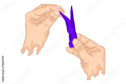 Hands Folding Origami Paper To Make Handicrafts