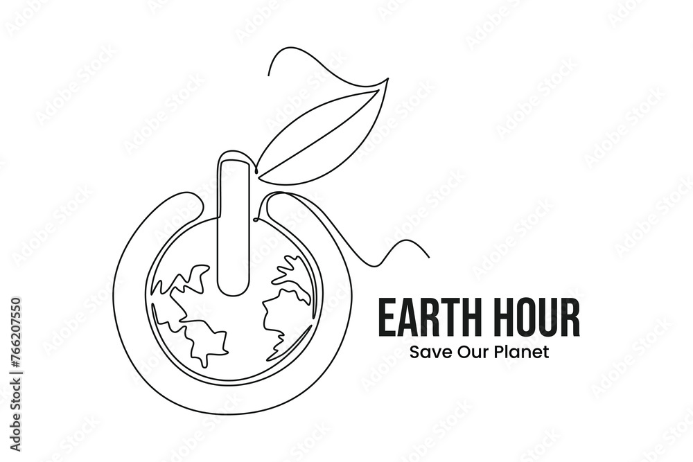 Simple continuous line draw icon earth power. Flat Earth in