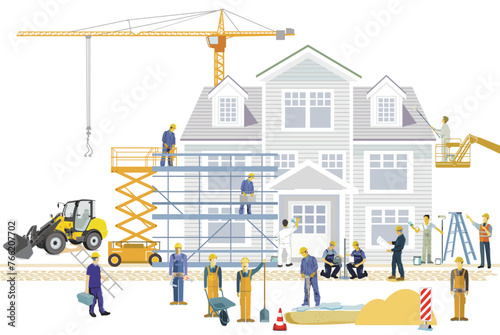 Handwerker auf der Baustelle,  illustration
