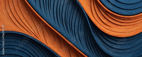 Abstract wavy background with orange and blue colors.