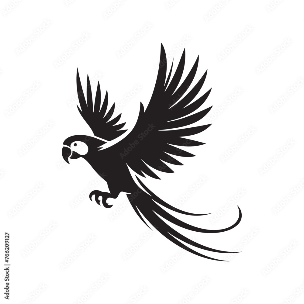 Fototapeta premium Parrot Silhouette Vector: A Simplified Depiction of Avian Beauty and Grace- Parrot vector stock.