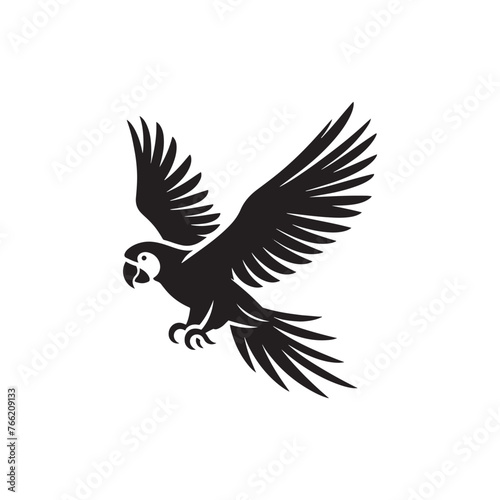 Parrot Silhouette Vector: A Simplified Depiction of Avian Beauty and Grace- Parrot vector stock.