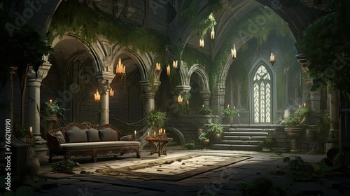Interior of the church of st mary. AI generated art illustration.