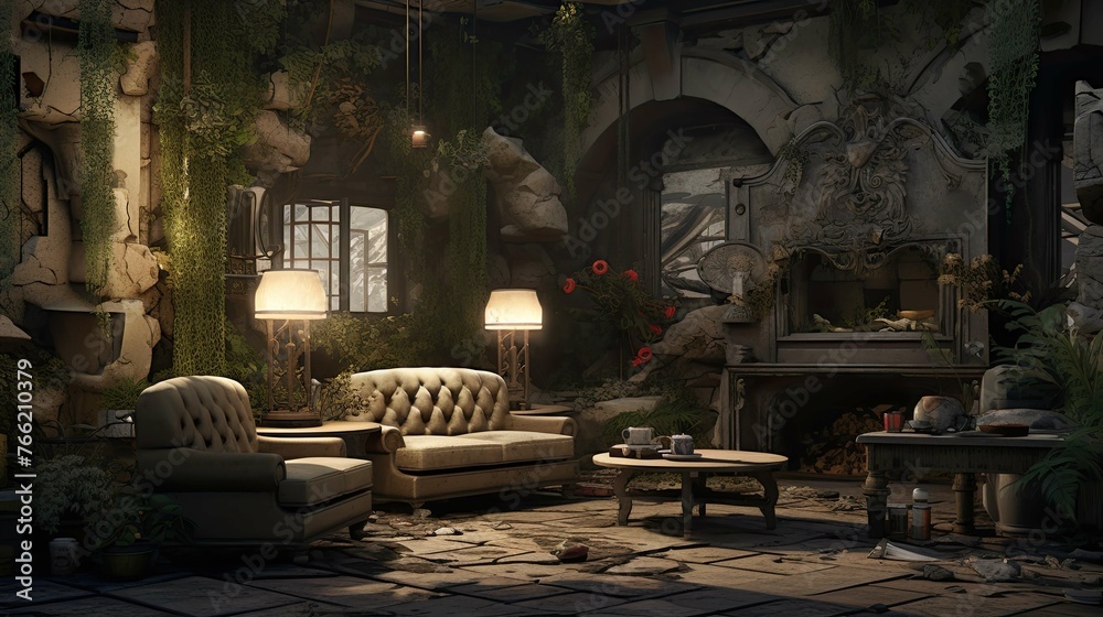 Obraz premium Interior of the church of st mary. AI generated art illustration.