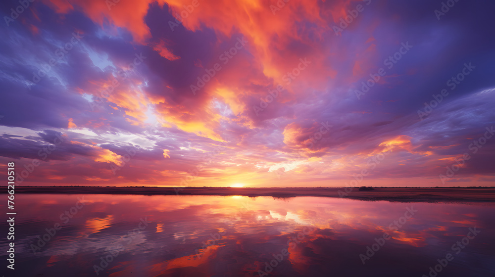 Fototapeta premium the beauty of the color of the sky and the calm beach in the evening when the sun sets