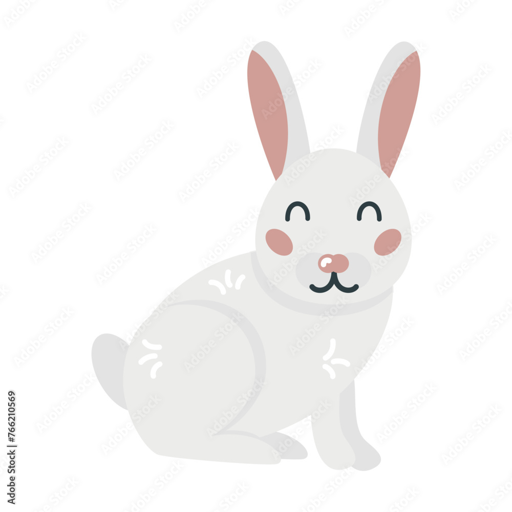 Cute cartoon hand drawn white hare on isolated white background. Character of the polar, tundra, forest animals for the logo, mascot, design. Cute cartoon hand drawn white hare on isolated white background. Character of the polar, tundra, forest animals for the logo, mascot, design.