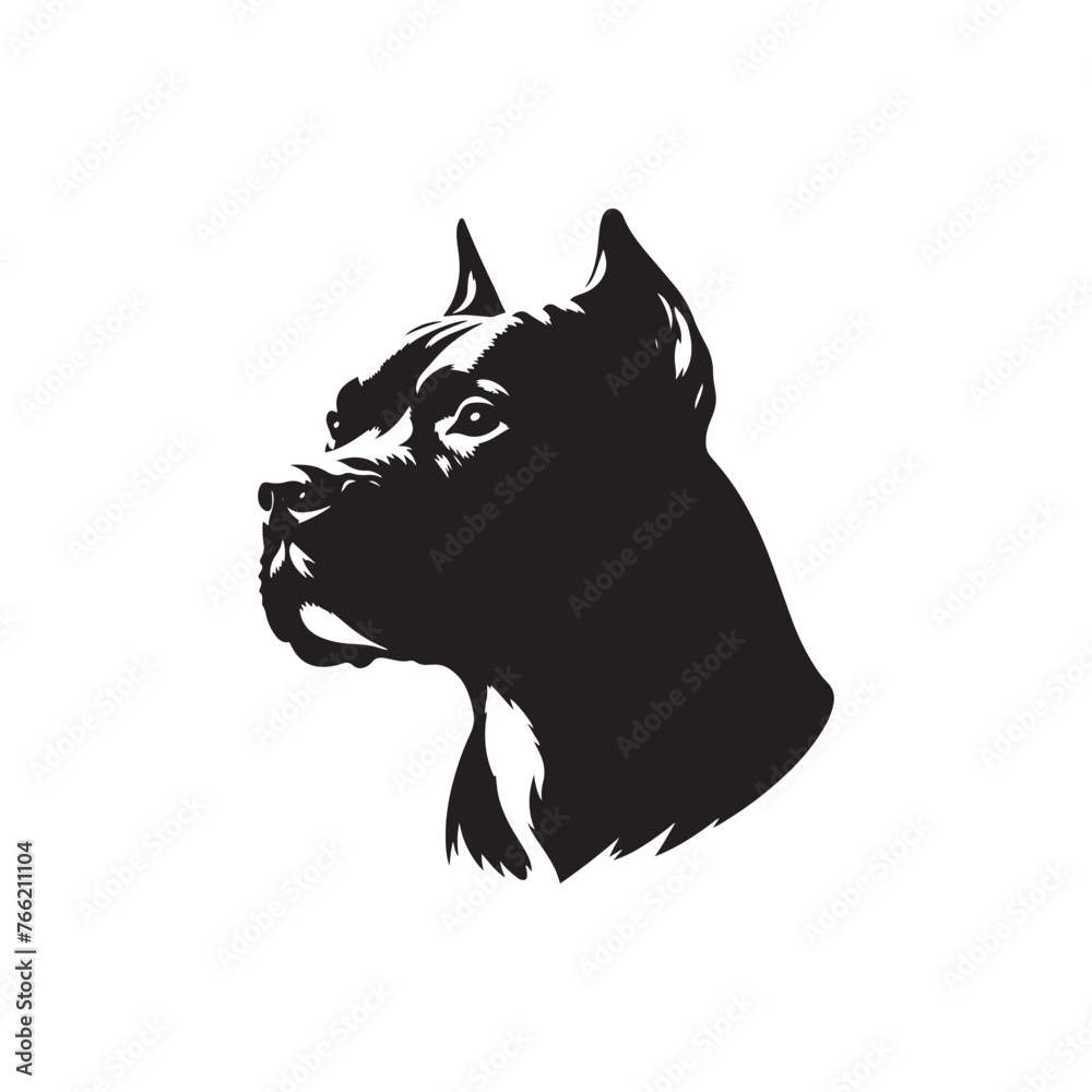 Obraz premium Pit Bull Silhouette Vector: Illustrating the Strength and Grace of a Beloved Canine Companion- Pit bull vector stock.