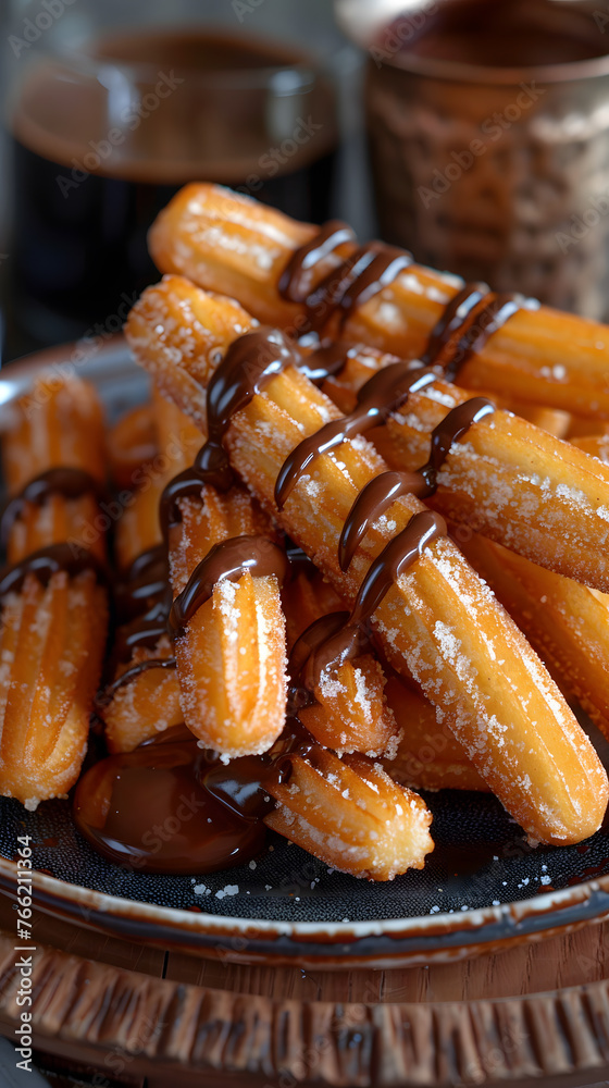 A popular staple food in many cuisines, churros are made from a mixture of corn dough and fried until crispy. Enjoy them with a side of decadent chocolate sauce for a delicious sweet treat