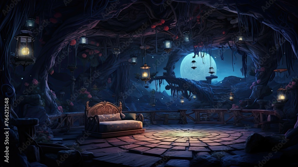 Naklejka premium Christmas tree in the city. AI generated art illustration.