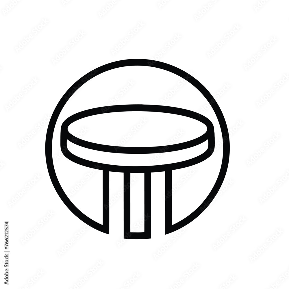 Circle table: color, black and white, outline. Isolated vector sign symbol. Circle table: color, black and white, outline. Isolated vector sign symbol.