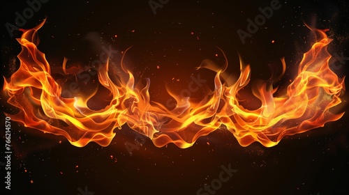 Abstract Fiery Waves on Dark Background, Flaming Design Element 