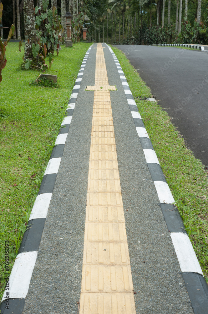 Tactile footpath for the blind in Bali Botanic Garden.