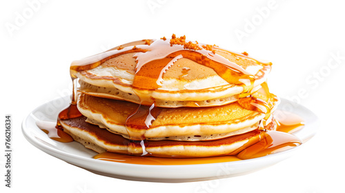 Delicious American pancakes isolated on white background