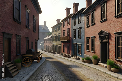 street in the old town in 1800s