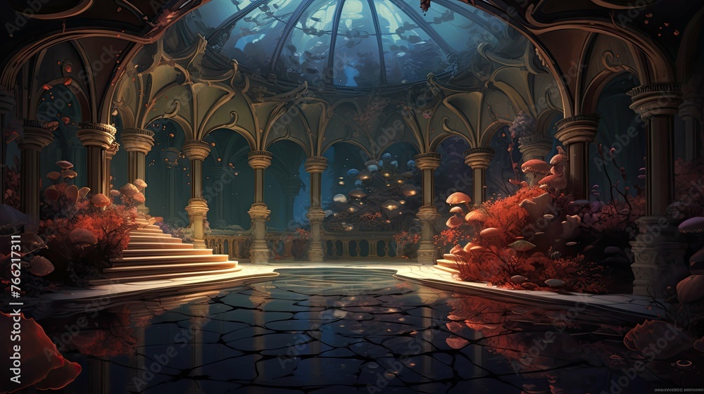 Obraz premium Interior of the church. AI generated art illustration.