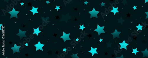 Aesthetic black and cyan star wallpaper, hard lines, flat style, children book illustration