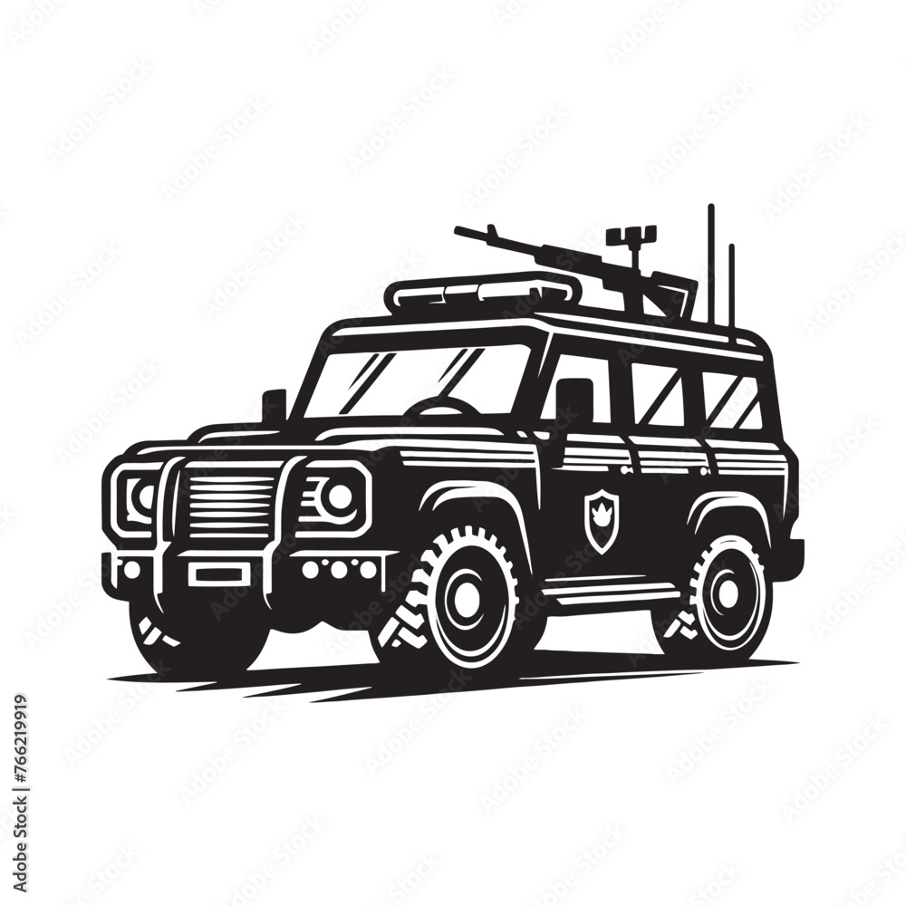 Police Car Silhouette Vector: Symbolizing Law Enforcement and Protection- police car vector stock.