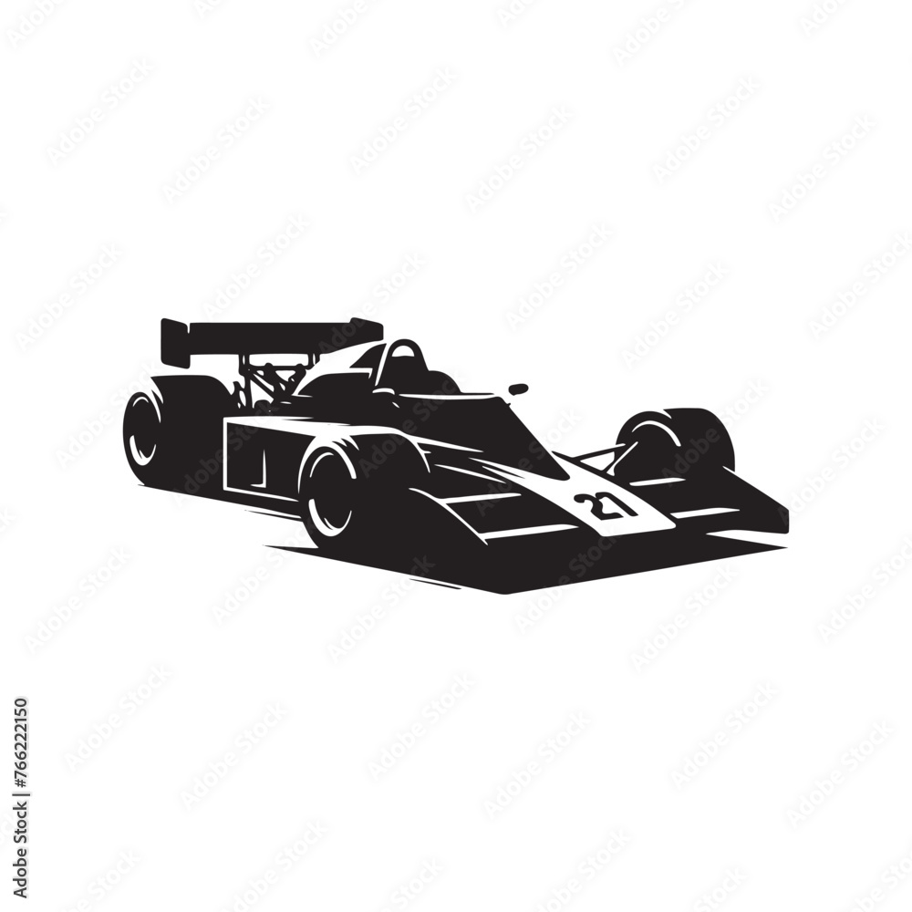 Fototapeta premium Racing Car Silhouette Vector: Speed and Power in Minimalistic Form- Racing car vector stock.